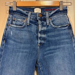 Alice + Olivia High Rise Girlfriend Jeans Crop Raw Hem